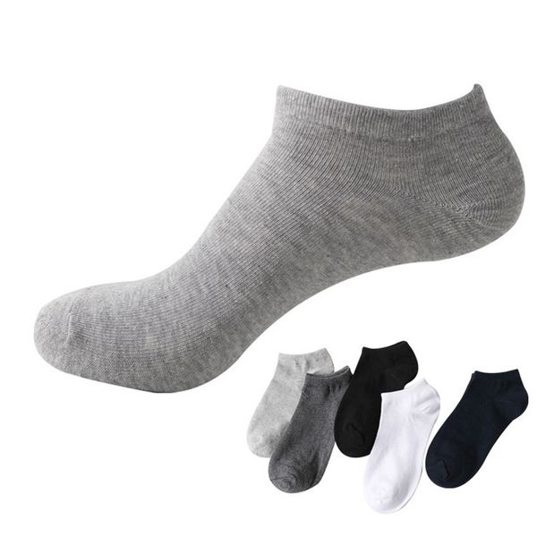 

5 pairs / bag invisible boat socks cotton men's socks deodorant solid color men's fashion casual harajuku, Black