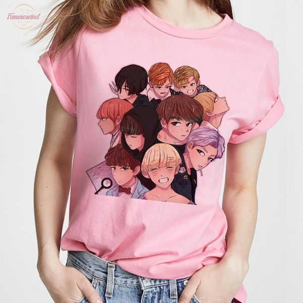 

spandex korean style 2020 kpop bangtan boys t shirt women pink tshirt female ulzzang harajuku jin suga j hope jimin v jungkook, White