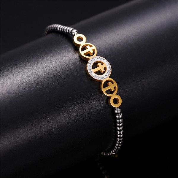 

fashion bracelets stainless steel cross set with diamonds for women adjustable length firend sister mother lover gift jewelry the new, Black