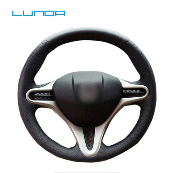 

lunda black leather car steering wheel cover for fit civic old civic 2006-2011