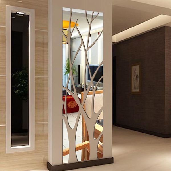 

wall sticker acrylic decorative mirror tree branch tv background decor 100*28cm