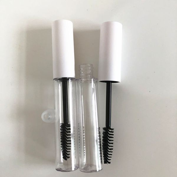 wholesale Flacone cosmetico per crema per ciglia trasparente da 10 ml, tubo per mascara per trucco con tappo bianco spedizione veloce