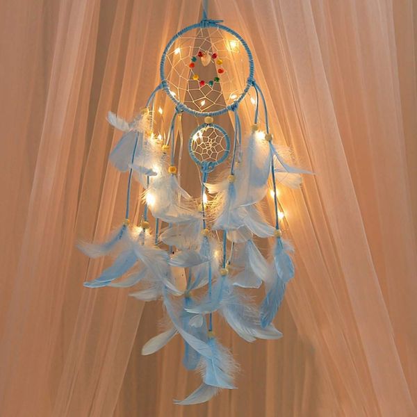 

2 meters lighting dream catcher hanging diy 20 led lamp feather crafts wind chimes girl bedroom romantic hanging decoration gift