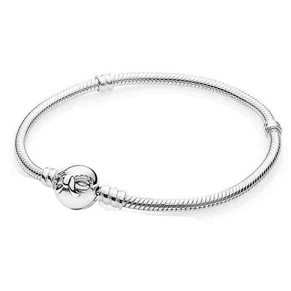 

new 925 sterling silver bracelet dainty bow clasp with crystal snake chain bracelet bangle fit bead charm diy europe jewelry, Black