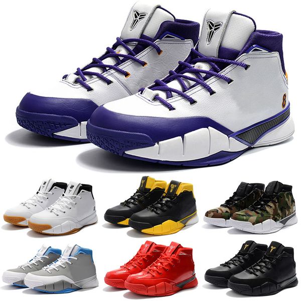 

2019 undftd x kb 1 protro mpls all-stars undefeated camo kids basketball shoes for men deep forest authentic sneakers, Black