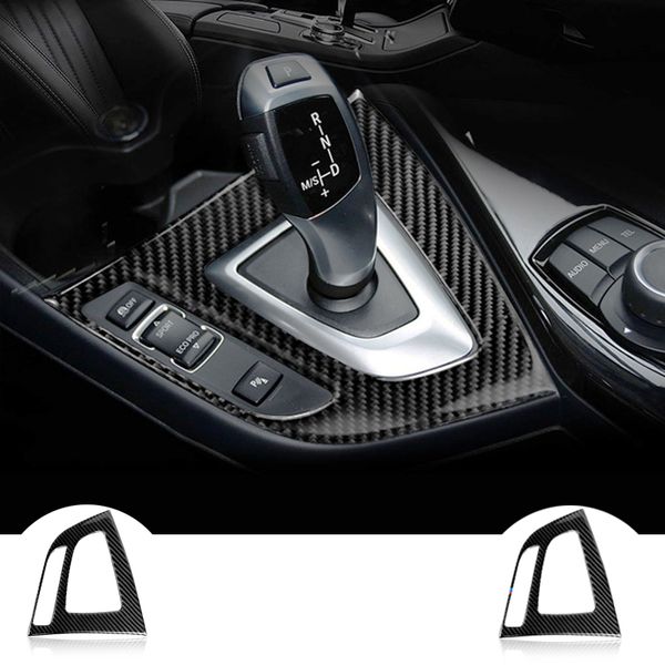 Carbon Fiber Gear Shift Control Panel Cover Interior Car Styling Sticker Car Accessories For Bmw F20 F21 1 Series 116i 118i Internal Car Parts Names