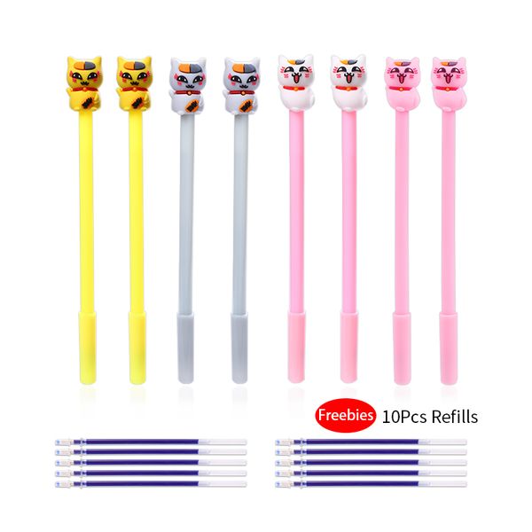 

8 шт./упак. милый творческий пушистый кот кактус панда гелевая ручка тыква клевер фрукты корейский стационарный тигр мороженое школа синий в