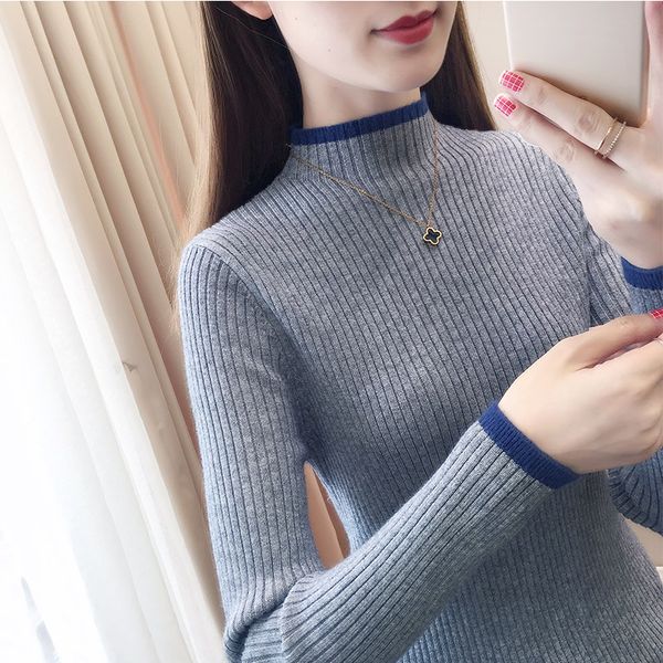 

mujer autumn winter plus velvet sweater plus size turtleneck pullover sweater women slim long sleeve warm winter z230, White;black