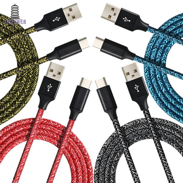 

500pcs/lot colorful cloth yarn 1m 2m 3m fabric nylon braided micro 5pin / type-c data cable for huawei xiaomi ht