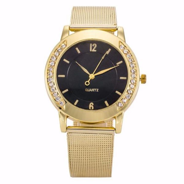 

2019 fashion women watch bracelet watch women crystal golden stainless steel analog quartz wrist clock, Slivery;brown