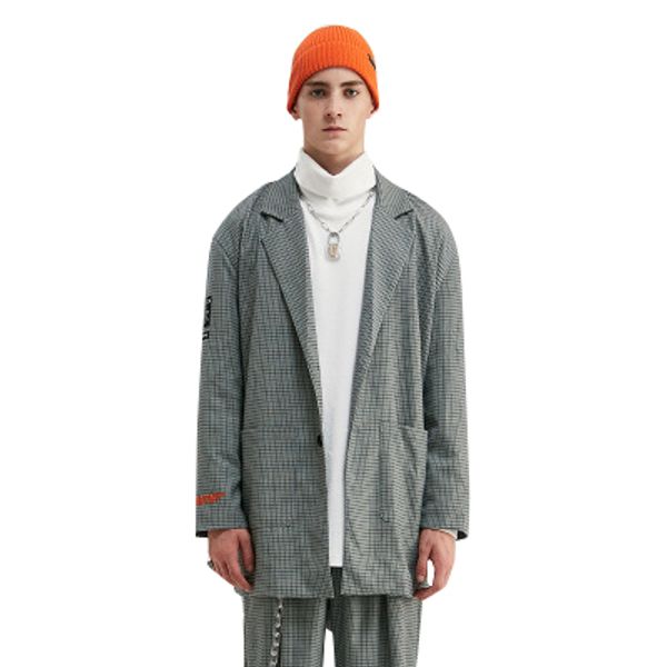 

mens designer vintage plaid пиджаки английский твид осень зима плюс размер неон марка костюмы письмо вышивка лоскутная мужской casual пиджак, White;black