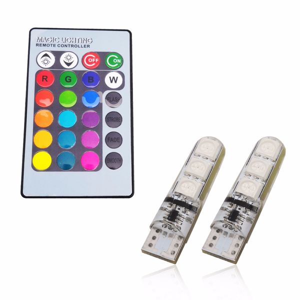 

1 set of perfect factory remote control t10 w5w 192 6smd rgb led auto flashlights