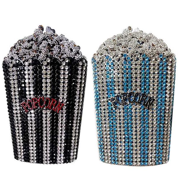 

2020 popcorn black/blue/white rhinestone crystal women handbag evening clutch bags fashion lady party purse prom small clutches