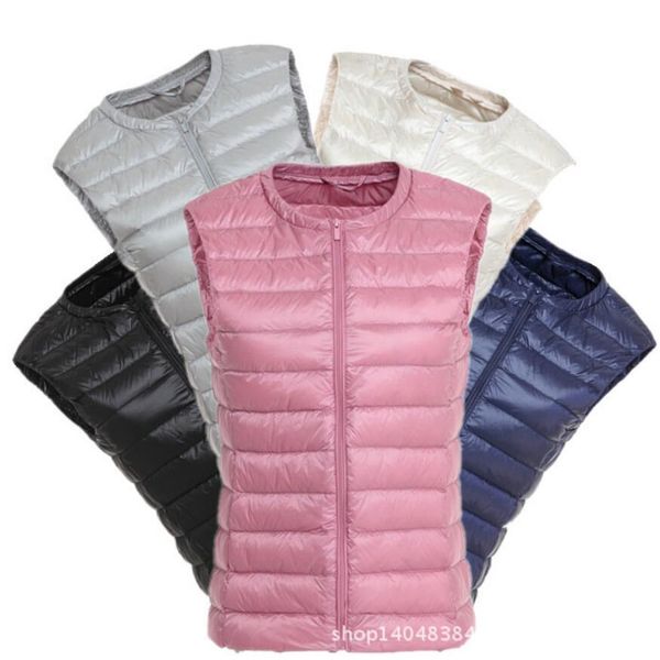 

2018 fashion women solid down jackets 8 color for choose slim sleeveless with zipper for winter, Black