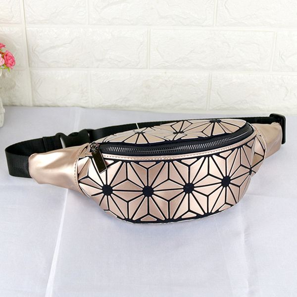 

japan miyake new women's pockets sports outdoor geometric chest bag korean version of the rhombic sequin pu fashion handbags