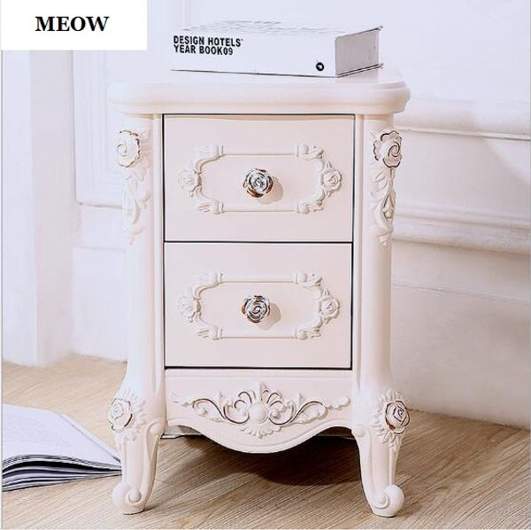 Quarto Mobiliário Europeu Madeira Sólida Armário de cabeceira Mini Recebendo Armários Simples White Cocker