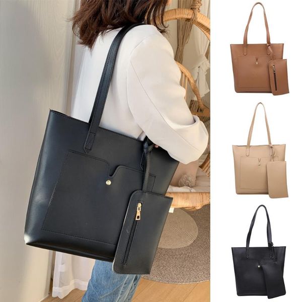 

matching women's fashion shoulder bag pu leather solid color handbag casual multi-function pursewomen's large-capacity bag#a3