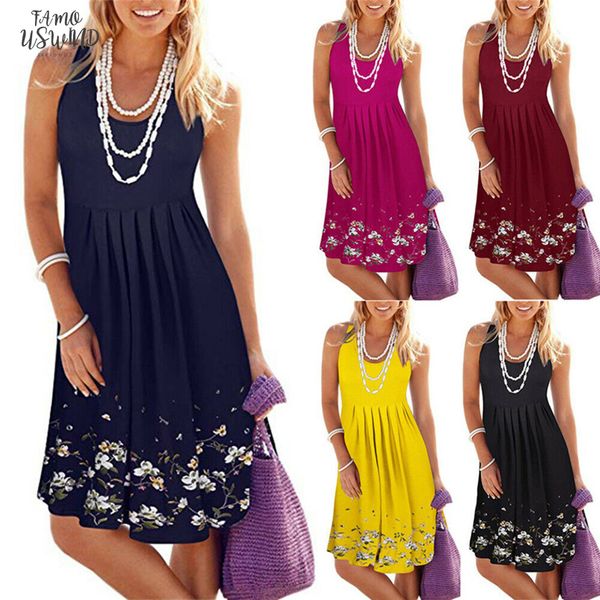 

women o neck sleeveless a line swing dress casual long tunic plus size empire knee length, Black;gray