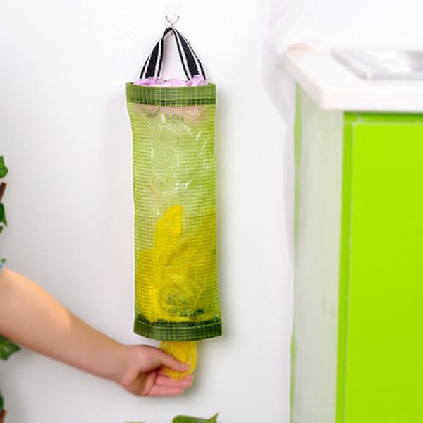 

2020 new home grocery storage bag holder wall mount storage dispenser plastic kitchen organizer hanging garbage bag