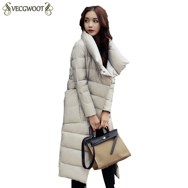 

2019 new winter solid color long parkas women warm slim fit cotton coat long sleeve simple cotton jacket female outwear hp172, Tan;black