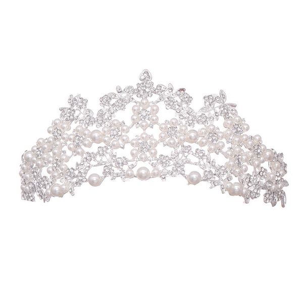 

vintage bridal headdress princess crown wedding hair accessories pearl rhinestone bridal hair tie