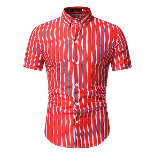 

mens short sleeve button down shirts striped turn down collar slim fit casual stylish shirts, White;black