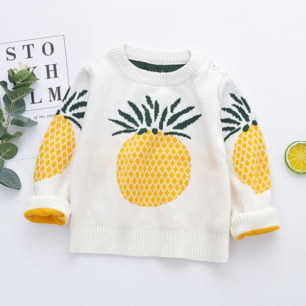 

children kid girl sweater autumn knitted pineapple pattern casual sweaters, Blue