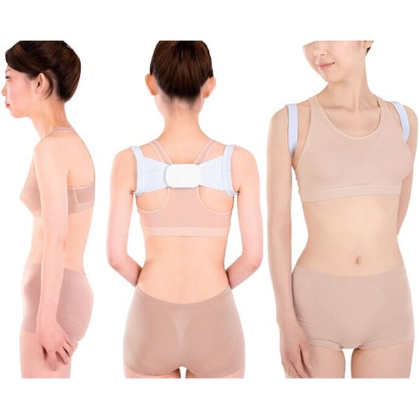 

white adjustable back posture corrector brace belt health care back support for women students shoulder support, Black;blue