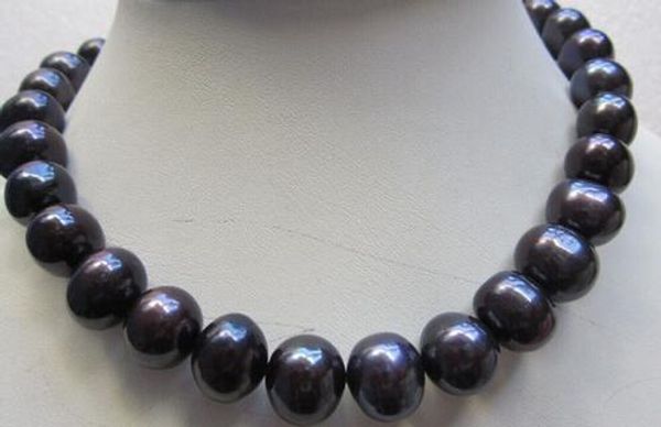 

new huge 18 "10-11mm tahitian black pearl necklace 14k gold brooch, Silver