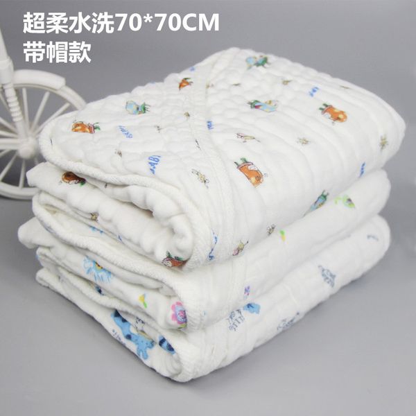 

6 layers super soft breathable muslin cotton newborn baby swaddling gauze washed baby blanket thick bath towel cat fawn pattern
