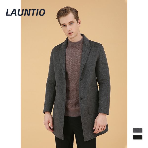 

mens long wool пальто высокого качества весна осень бизнес мужчины тонкий подходят trench шерстяной смеси пальто outwears мужчина, Black