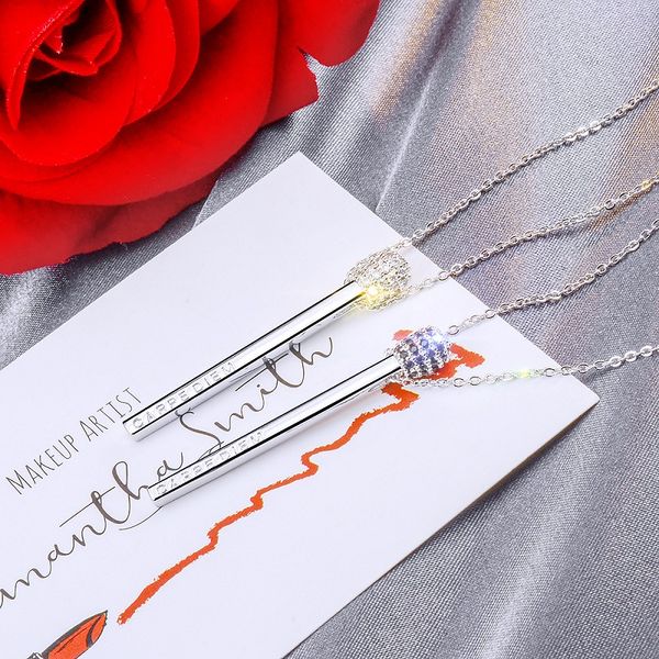 

2019 fashion women jewelry gold matchstick pendants necklace black stone stainless steel chain necklace hip hop long, Silver