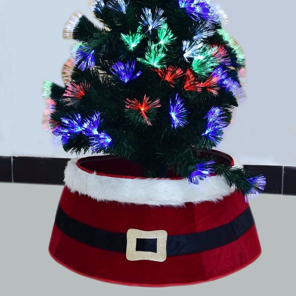 

xmas tree skirt box gift present christmas santa claus belt applique embroidery foldable xmas holiday festive party decor