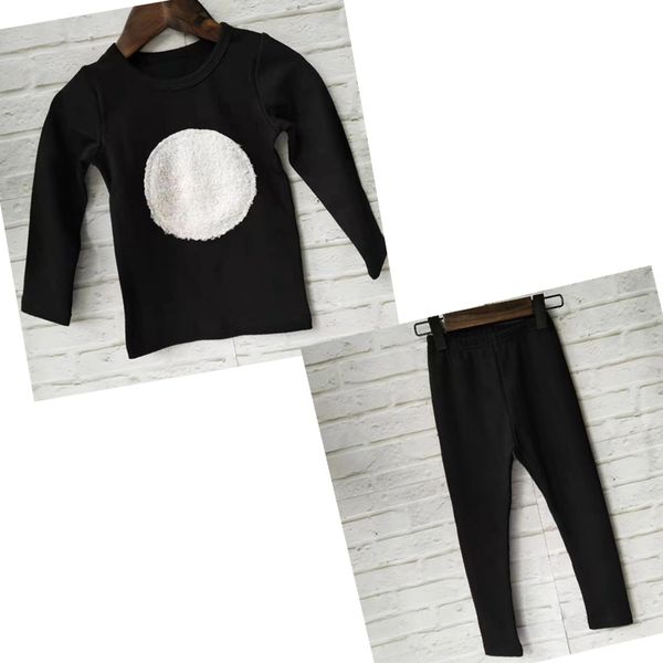

hitomagic 2019 new arrival children clothes girls boys cotton soft sets kids for winter autumn fashion full sleeve with circle, White