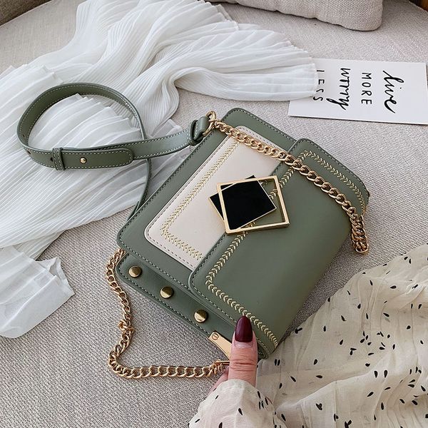 

chain leather crossbody bags for women 2020 small shoulder messenger bag fashion special lock design female travel handbags #50