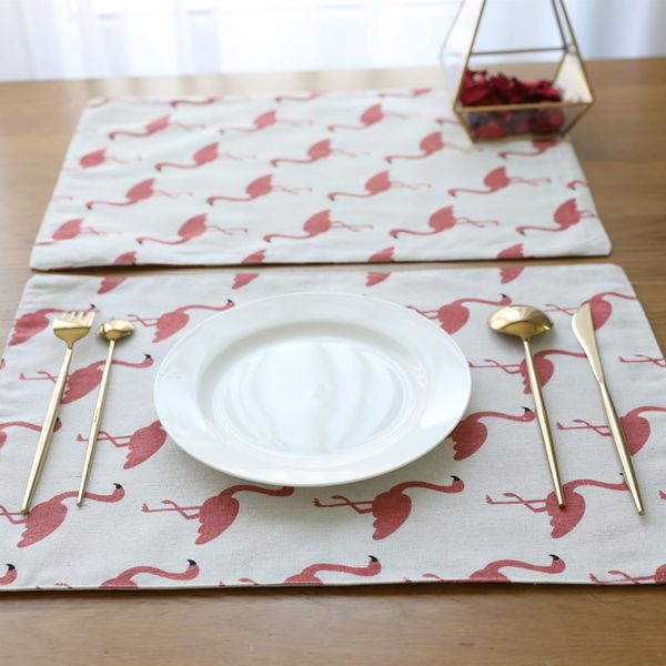 

flamingo placemat thick cotton table mat non-slip rectangular baking place mats drink coasters kitchen decoration accessories