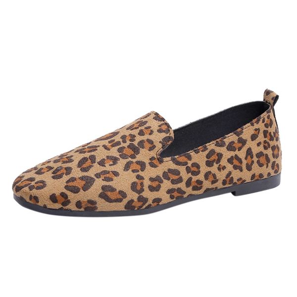 

fashion women shoes 2020 round toe flock slip-on shoes leopard printing jobs single shoes#g20, Black