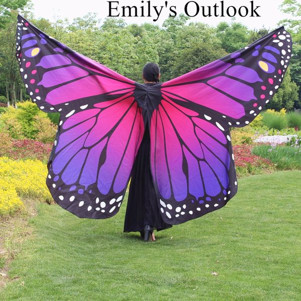 

colorful butterfly belly dance isis wings for children kids with flexible stick multi color ing, Black;red