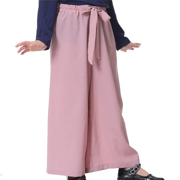 

kalenmos cute muslim children wide leg pants girls solid color ankle-lengt long harem pants islamic sports tracksuits ramadan, Red