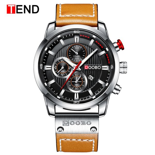 

tend quartz watch men sports watches brand luxury chronograph military army male wrist watch 8291 relogio masculino, Slivery;brown
