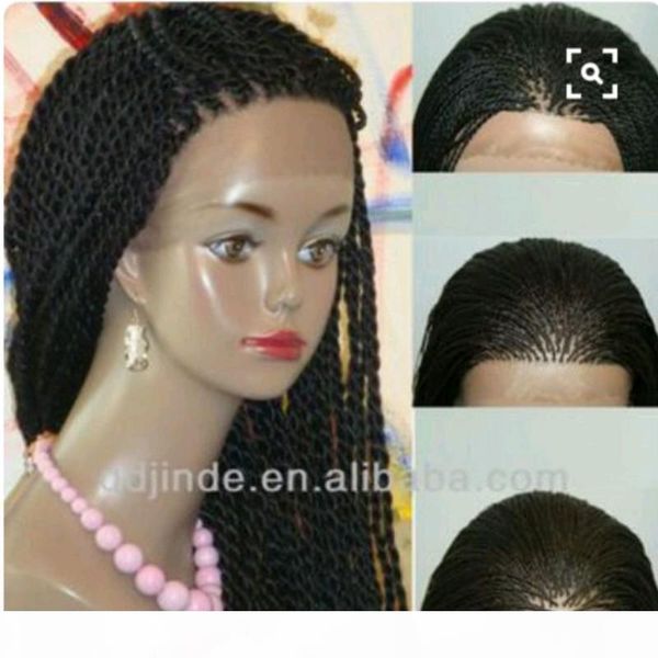 

полная плотность долго сенегальский twist парик вязания braiding синтетический парик негритянок стиль черный цвет плетеный парик, Black