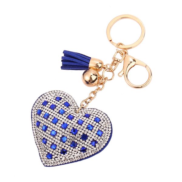

heart shape metal + rhinestone tassel keychain bag handbag key ring car key pendant chains delicate, Silver
