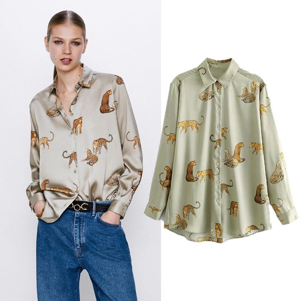 Qnpqyx elegante leopardo impressão blusa mulheres manga longa escritório moda feminina camisa girada para baixo colarinho animal plus size ladies tops