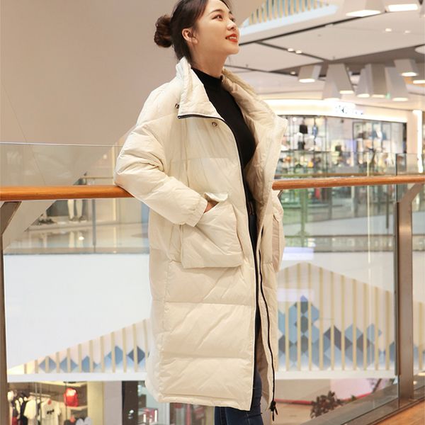 

women's down & parkas winter coat women korean oversized white duck jacket long puffer parka casaco yy1329, Black