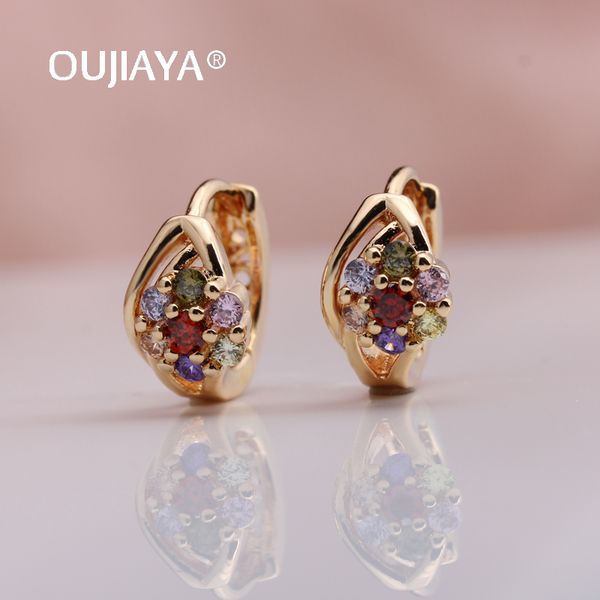 

oujiaya new small flower hollow 585 rose gold drop earrings woman fashion natural zircon dangle earring jewelry wedding a127, Silver