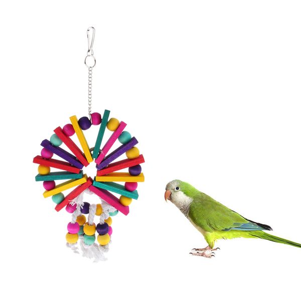 

bird parrot toy - natural blocks round plate chew bite toys