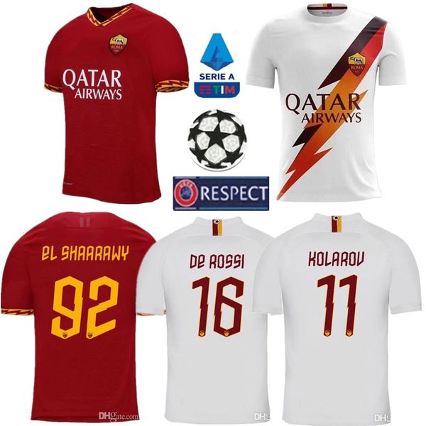 

19 20 рим футбол дома на выезде totti roma dzeko sports de rossi джерси 2019 2020 el shaarawy nainggolan футболка, Black;yellow