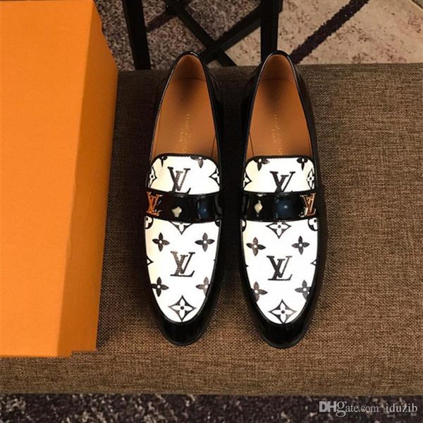 

newst designers fashion embroidery men loafers wedding banquet men dress shoes blue italian casual slip on male flats big size 38-45, Black