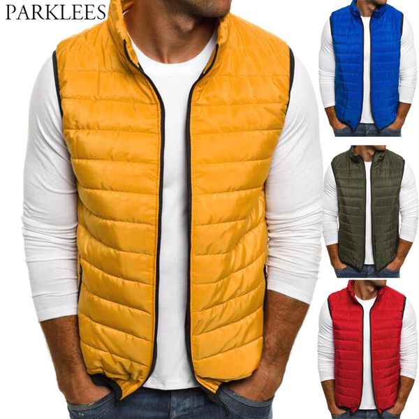 

casual mens warm vest jacket 2020 spring autumn stand collar outdoor men sleeveless jackets gilet vest for men waistcoat homme, Black;white