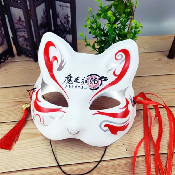 

pvc mask japanese demon kitsune halloween cosplay full face mask hand-painted masquerade ball with tassels and bells